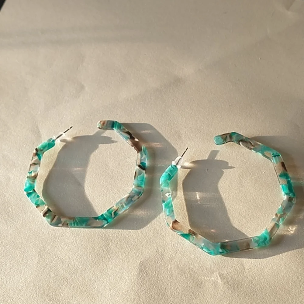 Aqua Acrylic Hoop Earrings! - Picture 6 of 6